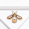 Vintage Bee Rhinestone Brooch Retro Women Crystal Insect Breast Pin Champagne Color Corsage Ladies Party Dress Ornaments Jewelry