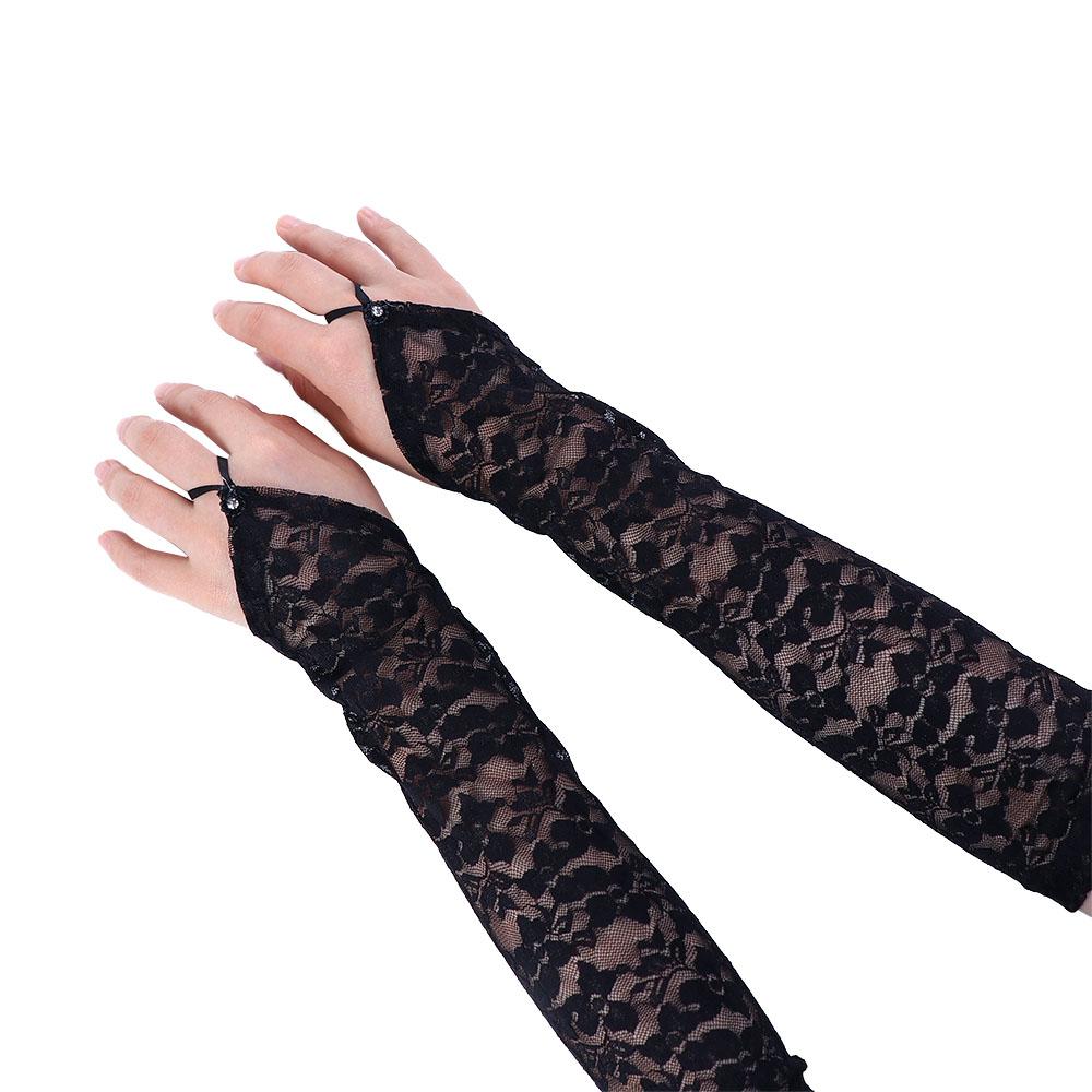 Thin Ultra Party Floral Women Elbow Women Gloves Long Lace Gloves Fingerless Mitten Thin Gloves