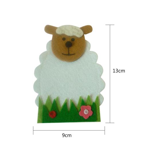 Happy Easter 4 Pabric Pcs Shape Reusable Tableware Holders Sheep Lovely Gift KTY