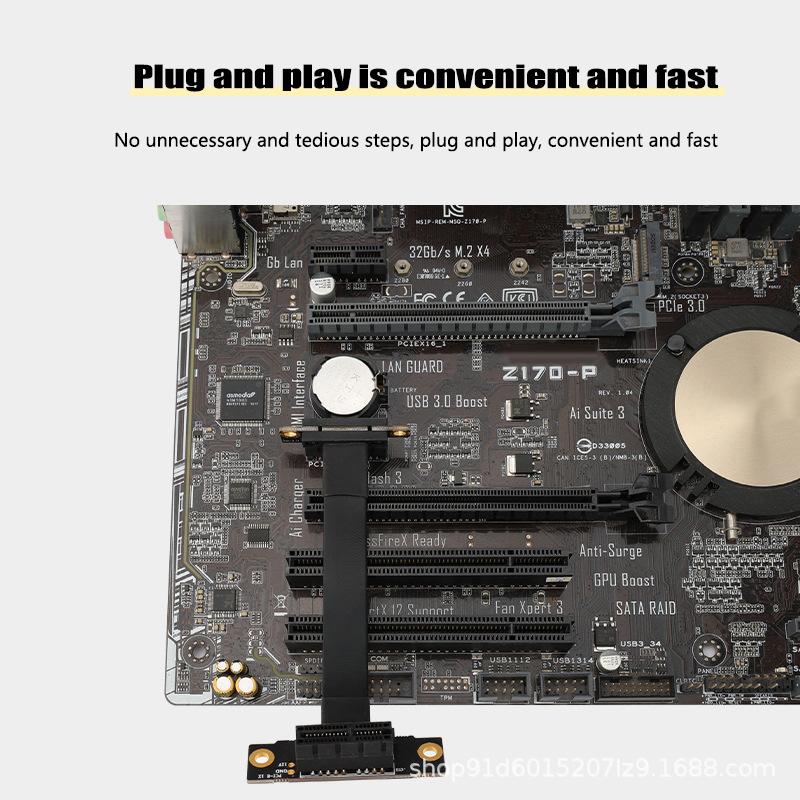 Кабель-удлинитель PCIe X1 с двумя прямыми углами 90 градусов, ленточный удлинитель карты-райзера PCI Express 1X