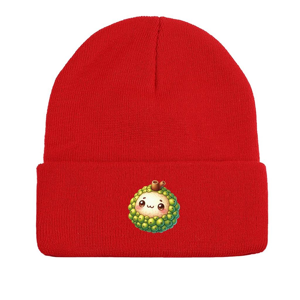 Cartoon Jackfruit Warm Knitted Cap Beanie, Fruit Woman Cap Cuff Fit Simple Headwear Knit Cap Beanie