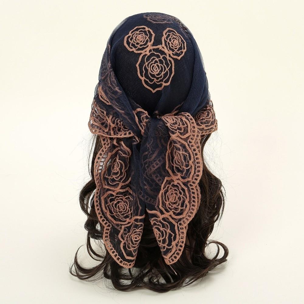 Floral Embroidery Lace Scarf Breathable Sunscreen Shawls Fashion Headscarf Summer