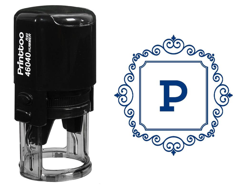 Printtoo Square Swirl Border P Alphabet Monogram Initial R-40 Self Inking Rubber Stamp Office