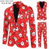 2022 Christmas Men's One-Button Printed Three-Piece Suit, Large Size, European & American Style