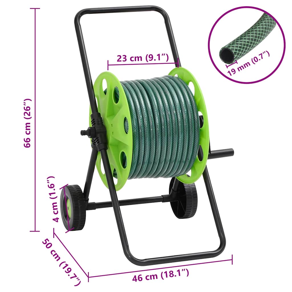 Hose Reel with 0.75 (19 mm) Hose Connection Set 30 m PVC Green Hose