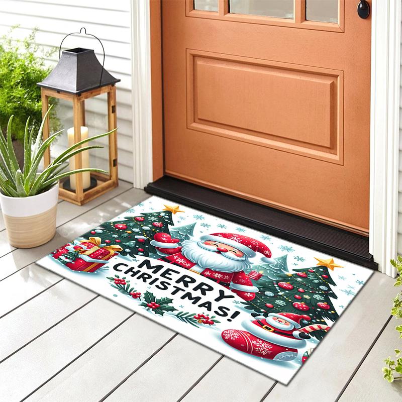 Merry Christmas Festive Greetings Carpet Printing Home Decor Protective Pad Doormat Art