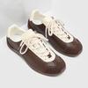 2025 High Quality Casual Retro Comfortable Shoes Cross Tied Patchwork Bicolor Pumps Round Toe Flat with Shallow Lace Up Sneakers