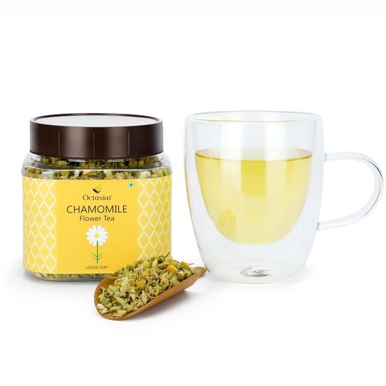 Чай Octavius Chamomile Sleep Flower - 50 г || БЕСПЛАТНЫЙ ЗАВИТОК ДЛЯ ЧАЯ (BALL) || 100% натуральный цельнолистовой травяной чай | Без кофеина | Хороший сон | Банка 50 г
