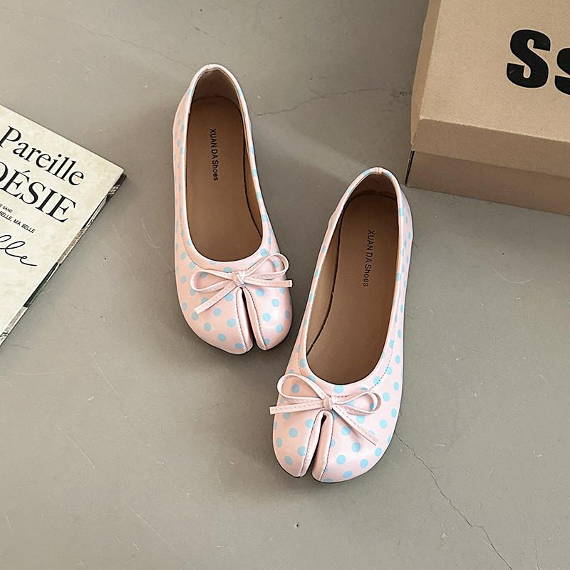 Flat Tabi Ninja Summer Bowknot Shoes Pig Toe Slippers Person Horse Hoof Shoes Women Women's Lazy Split Toe Mocassines Loafers
