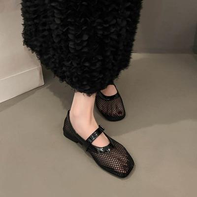 Летние Новые Плоские Полые Винтажные Туфли Мэри Женские Туфли Круглый Носок Мелкая Сетка Дышащие Универсальные Сетчатые Мягкая Подошва Одинарные Туфли