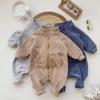 Korean Ins Style Newborn Jumpsuit: Unisex Baby All-Match Velvet Zipper Jacket for Crawling.