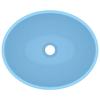 VidaXL Lavabo Ovale de Luxe Vasque à Poser de Toilette Lave-mains de Salle de Bain Cuisine Maison Intérieur Bleu Clair Mat 146923