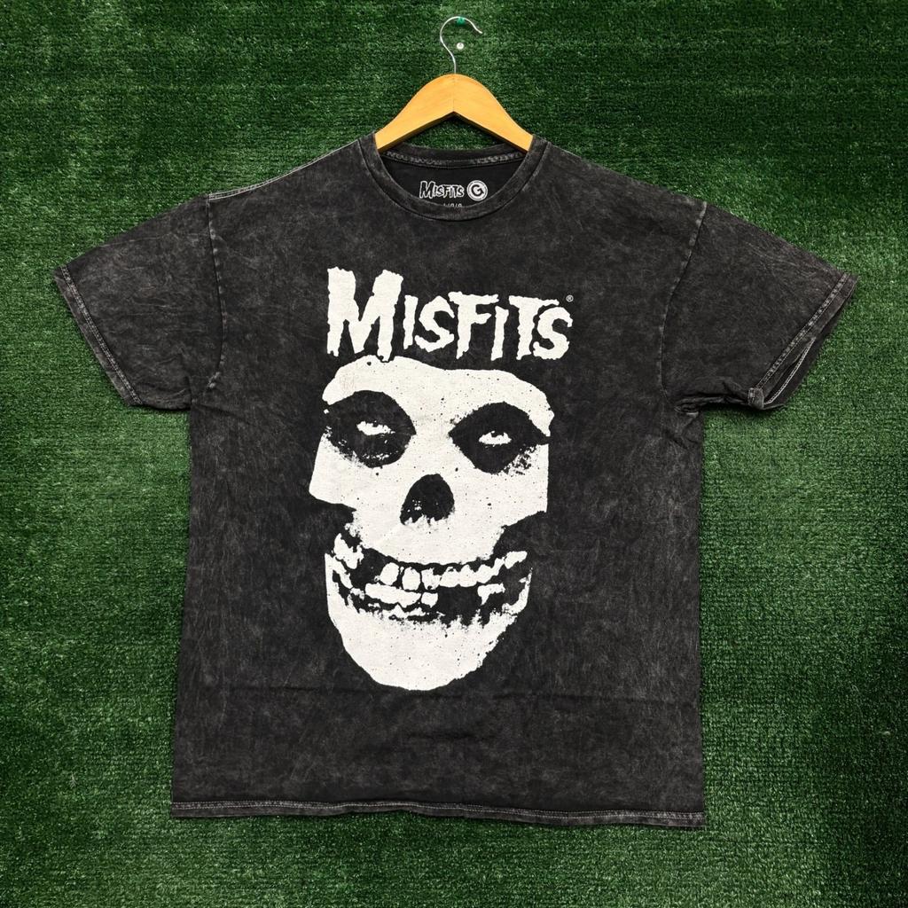 Misfits The Fiend Skull Punk Rock Band Mineral Wash T-Shirt Size Large
