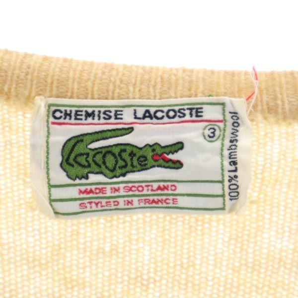 Lacoste Винтажный шерстяной трикотаж 70-х годов с длинным рукавом и V-образным вырезом, 3 бежевых свитера, мужской, б/у