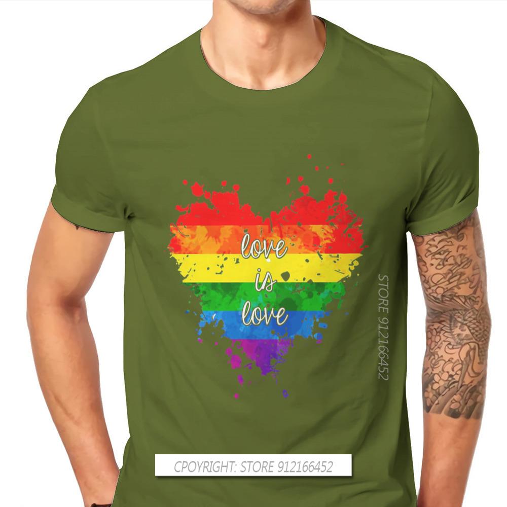 Love Is Love Heart Hipster TShirts LGBT Pride Month Lesbian Gay Bisexual Transgender Unisex Cotton Fabric Streetwear T Shirt O Neck