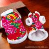 Dog clothes autumn and winter velvet warm Northeast big flower jacket cat teddy bear small dog winter clothes