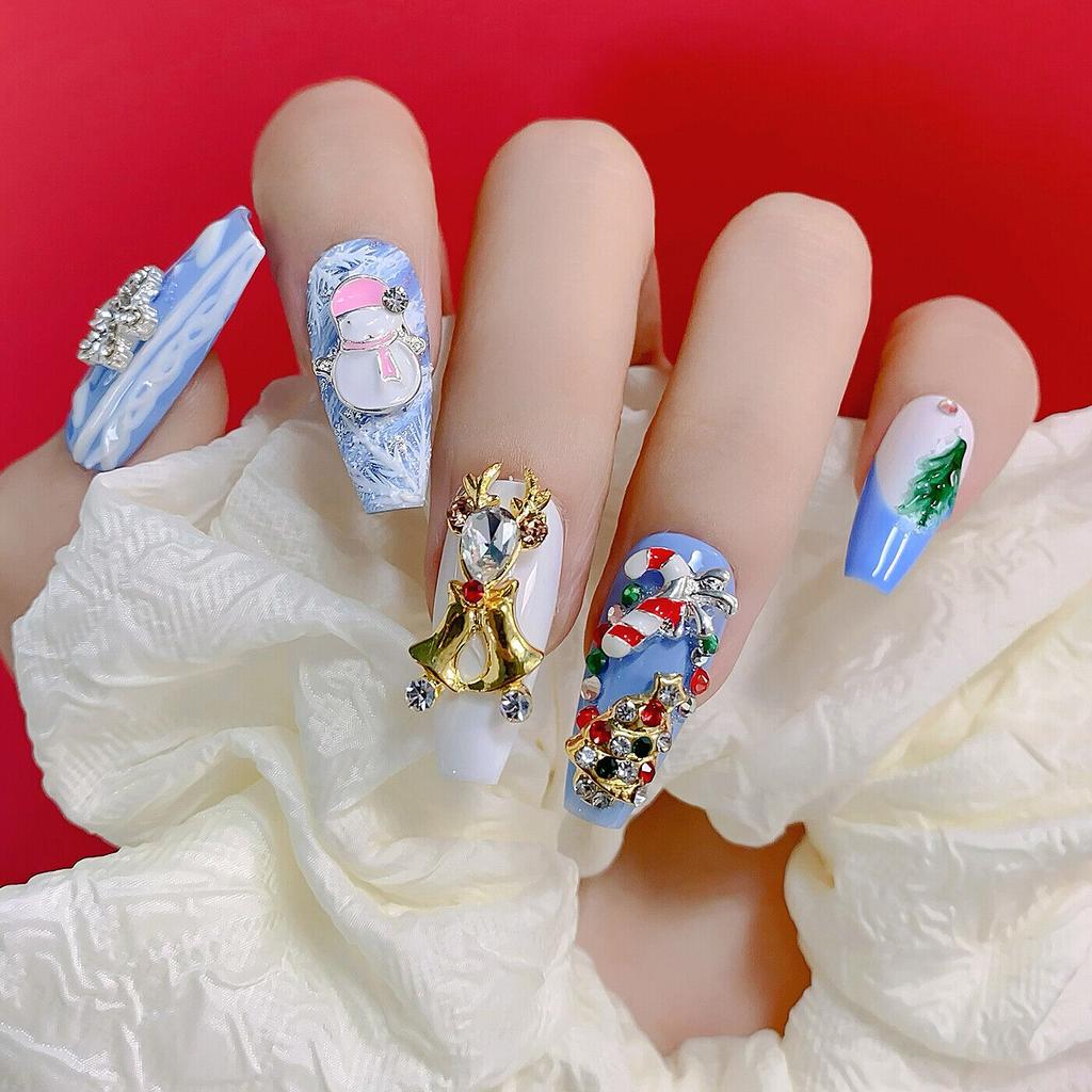 20 шт. Рождественские украшения для ногтей, стразы, снеговик, колокольчик, шармы для елки, маникюр