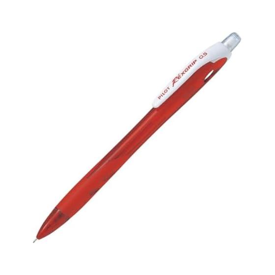 Механический карандаш Pilot RexGrip, 0,5 мм, Красный, Упаковка 10 шт. (HRG100R10R) - Удобная рукоятка, Направляющая трубка выдвижного типа, Нажимного действия, Переработанная смола, Резиновая рукоятка