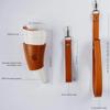 Faux Leather Strap Goat Horns Coffee Mug 230ml Water Bottle Portable Drinking Cup  Student