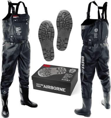 Вейдерсы Chest High Waders Radial Sole AIRBORNE XXL Black Disaster Prevention Disaster [Платье] [Рост] 180~185 [Ботинки] 28~28.5