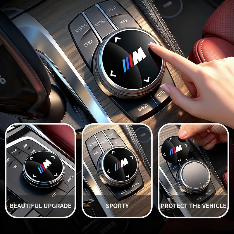 DKHN5 Car M Power Emblem Multimedia Button Cover Trim Knob Stickers For BMW G30 G32 G01 G02 G05 G06 G07 G26 G23 G22 F40 F20 G08 G16