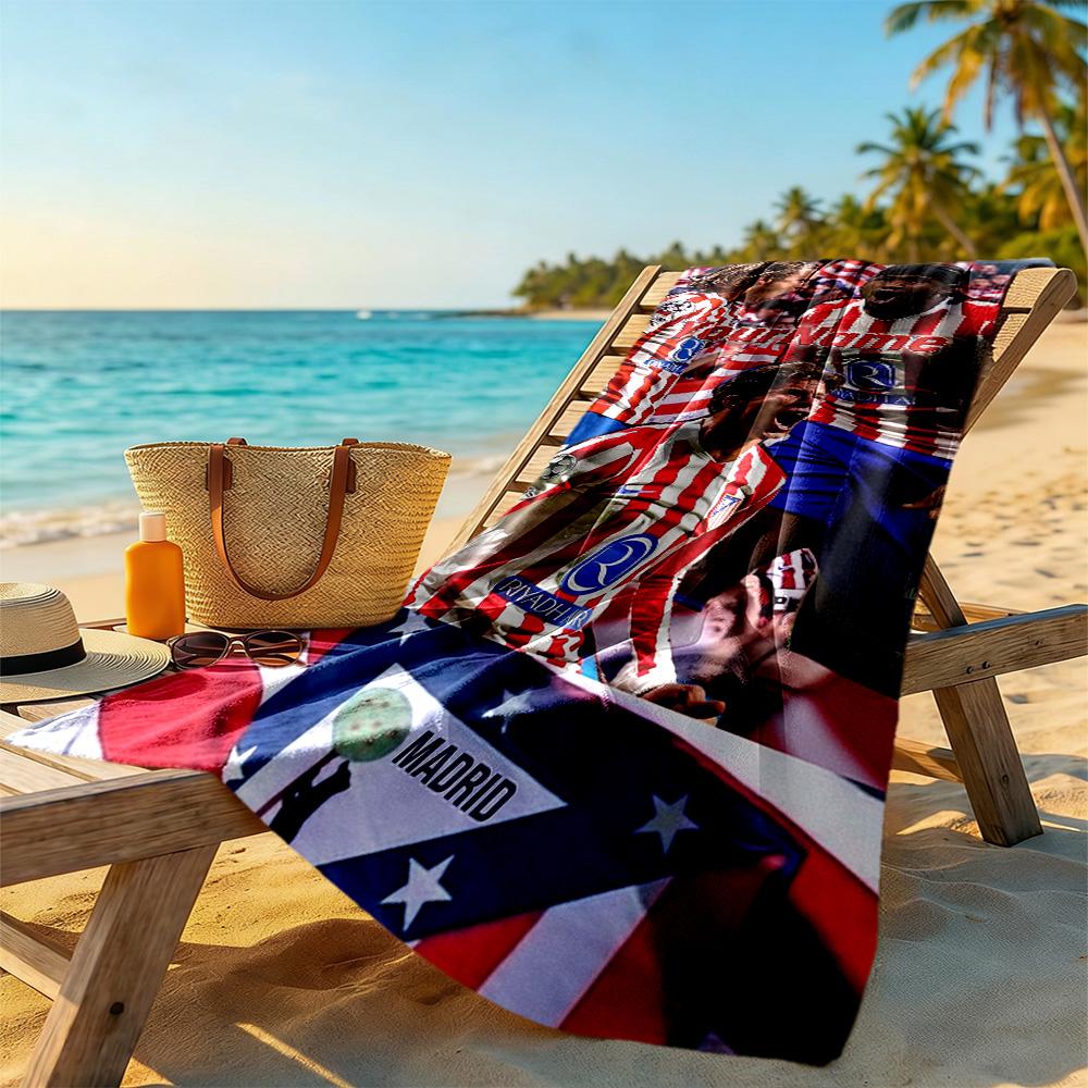 Atletico Madrid Customized Name Beach Towel High Absorbency & Quick-Dry