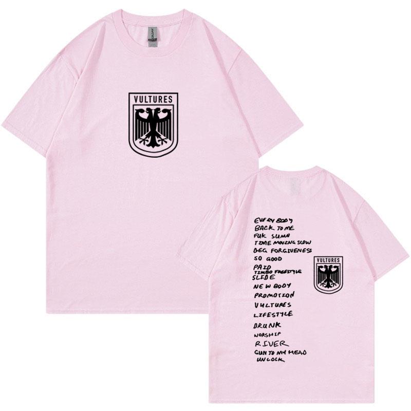Vultures Канье Уэст Новый Музыкальный Альбом Логотип Футболка Мужская Одежда Хип-Хоп Панк Футболка Унисекс Винтажные Хлопковые Футболки с Коротким Рукавом