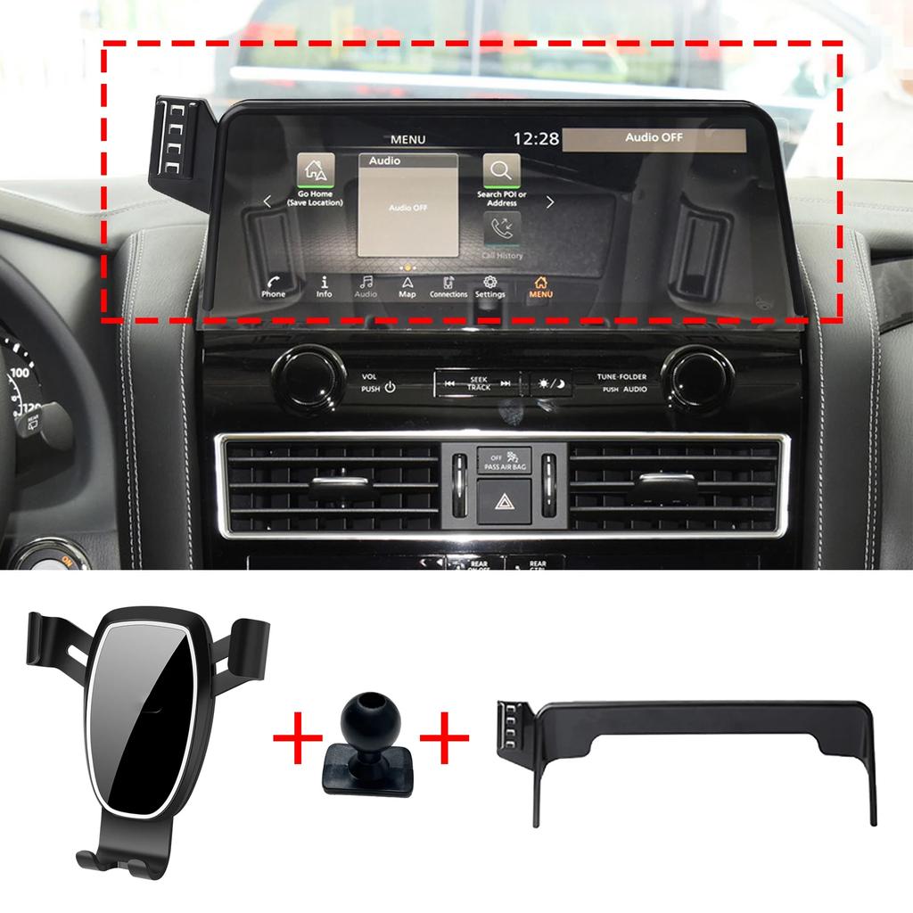 Support de téléphone personnalisé adapté à Nissan Patrol Y62 2021 2022 2023 2024, Base d'écran de tableau de bord, sans perceuse pour voiture