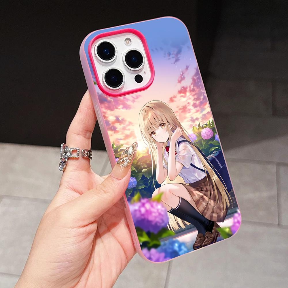 Чехол для телефона Angel Mahiru Shina для iPhone 17 16 15 14 13 12 11 Air Pro Max Plus Желейный Двухслойный Розово-Красный Чехол