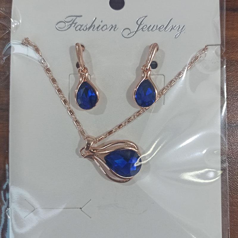 Wish Fashion Женский набор украшений из синего, зеленого и красного цвета в форме капли: ожерелье и серьги