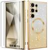 Case - BOOLING - for Samsung Galaxy S25 Ultra - Silicone - Camera Protection - Glittering Gold - 2 Tempered Glasses
