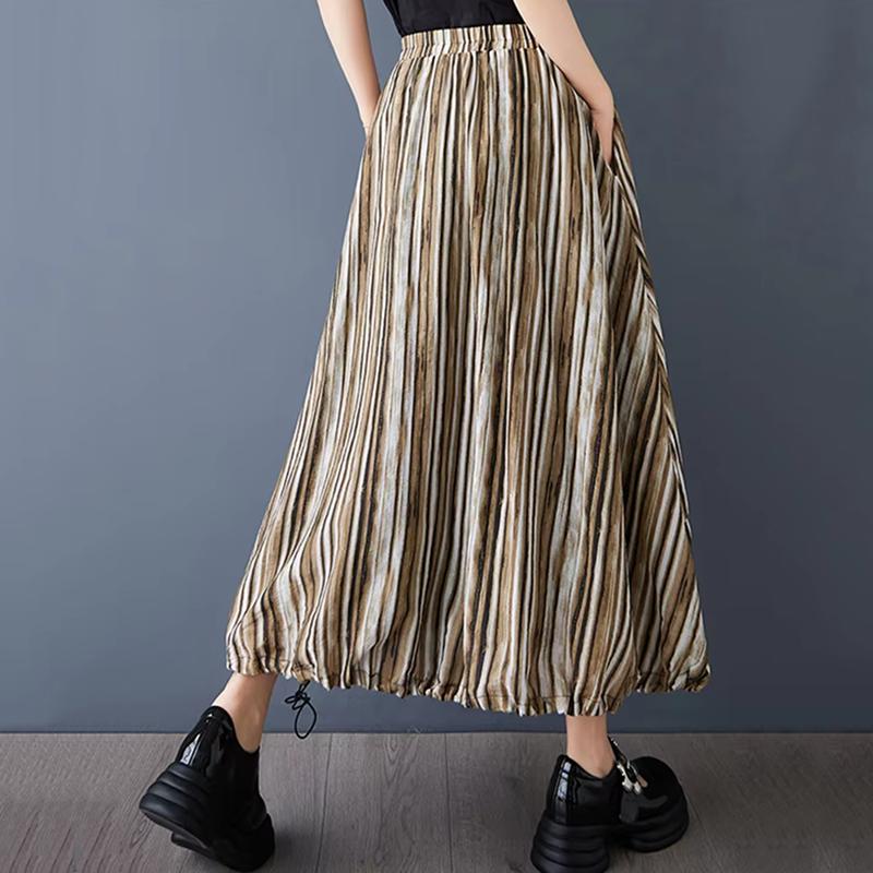 Xitao Юбка А-силуэта с эластичной резинкой на талии в полоску GYX1646