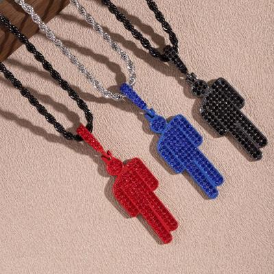 Подвеска в виде мультяшного человечка, кривая голова, хип-хоп-подвеска, модная подвеска со стразами, унисекс