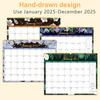 2025 Wall Calendar Monthly Daily Planner 12-Month Schedule Organizer Wall Hanging Decoration for Home Office