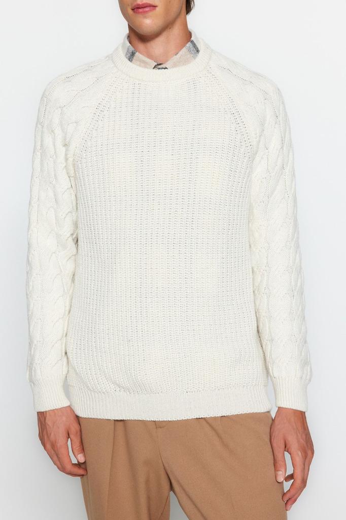 Мужской модный стильный свитер с камнем унисекс, вязаный свитер с круглым вырезом и детальным трикотажем