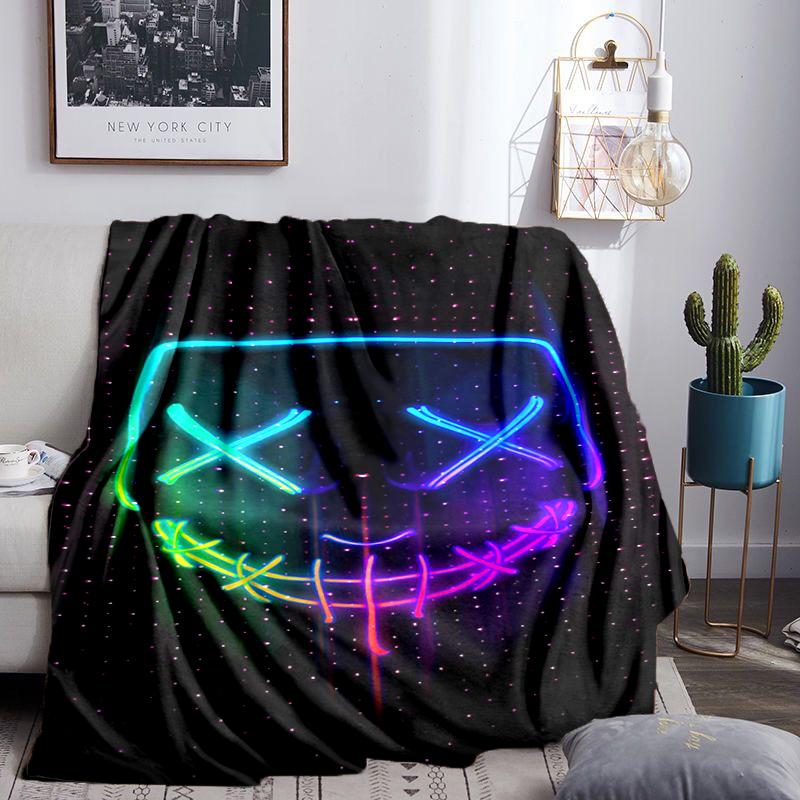 Cyberpunk Gaming Neon Blanket Flannel Throw for Sofa, Indoor, Camping, Living Room, Office, Chair, And Bed Soft Birthday Gift