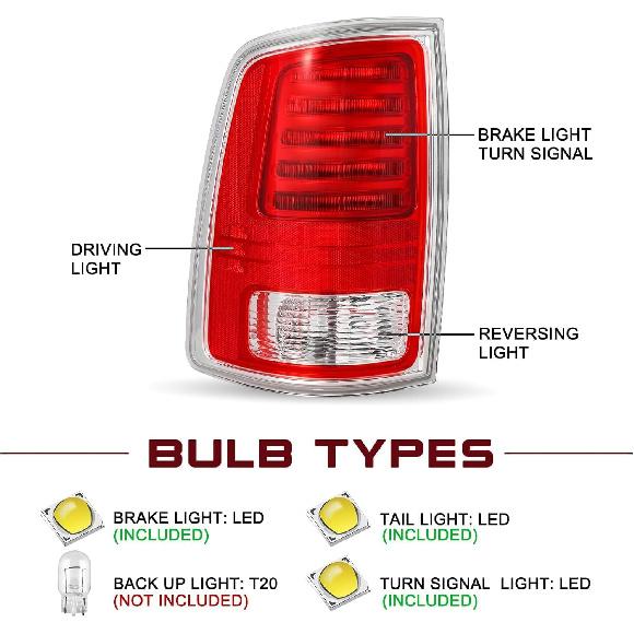 Светодиодные задние фонари JSBOYAT совместимы с 2013-2018 Dodge Ram 1500/2014-2018 Dodge Ram 2500 3500, левая сторона водителя