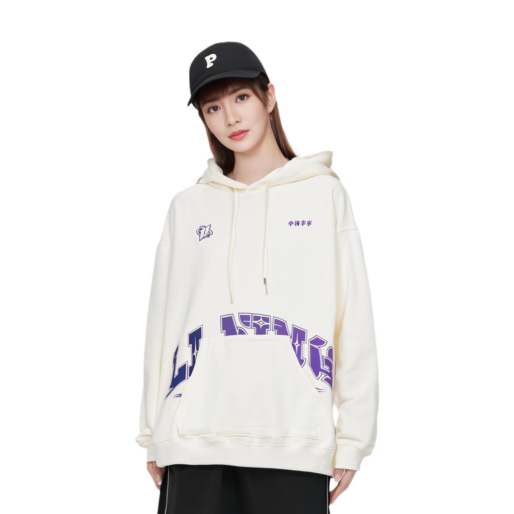 Li Ning Sweatshirts Unisex Ecru Hooded Moderate Regular AWDU349-3