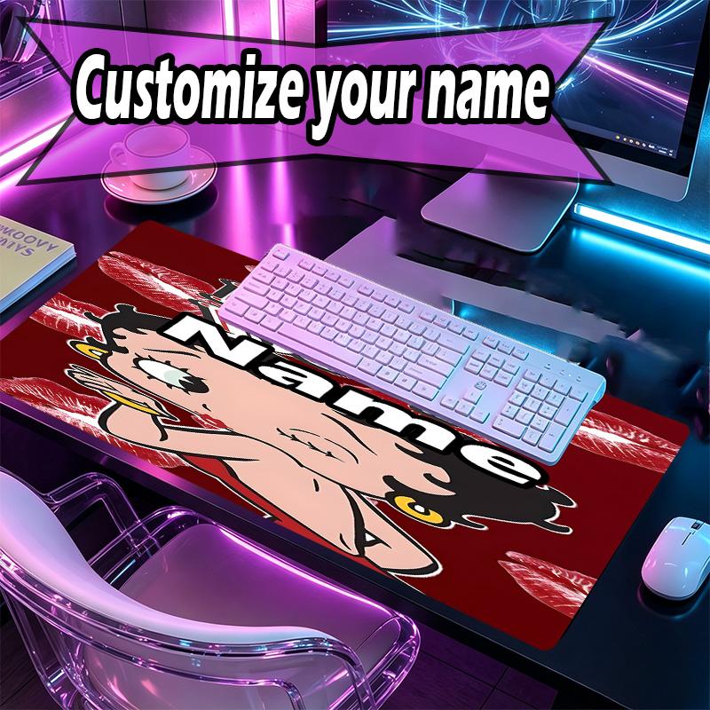 Custom Name Personalized Betty Boop Pattern Mousepad, Laptop PC Desk Mat, Decorative Desk Mat for Home Keyboard Pad Gift