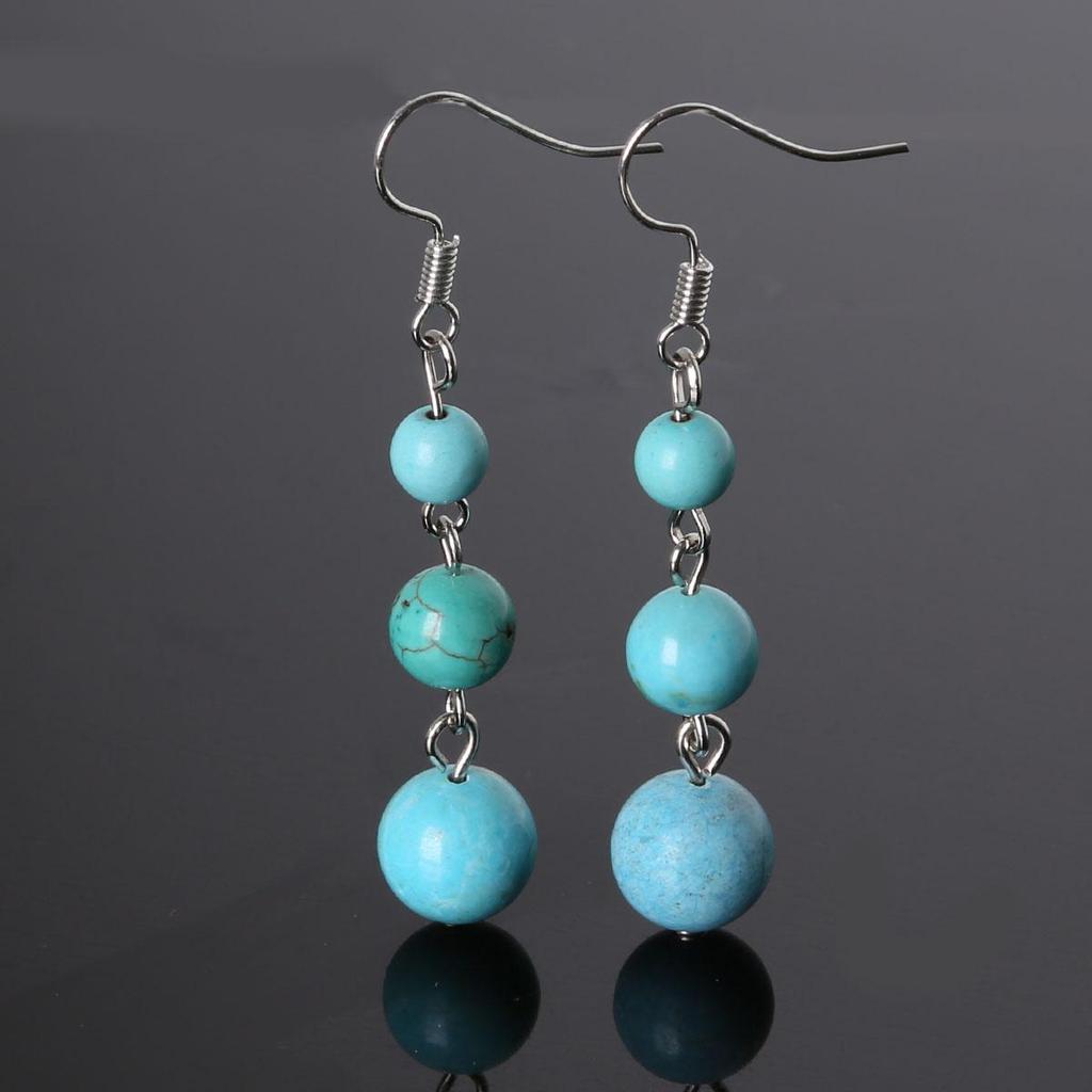 1Pair Vintage Earrings Natural Quartz Stone Beads Earing Accessories