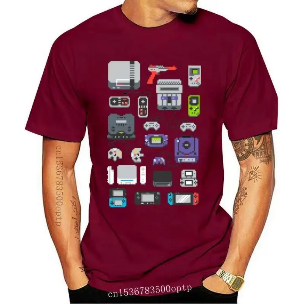 Новинка 2021 года, мужские футболки с принтом, игровая футболка с устройством управления, 100% хлопок, высокие футболки с суперпиксельным изображением, молодежная футболка для студентов колледжа