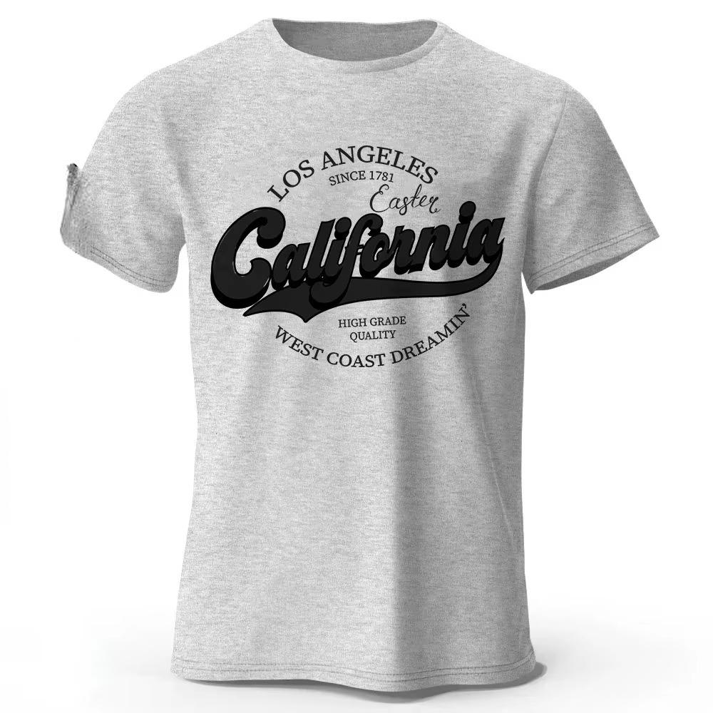 Summer Fashion Heavyweight Retro Men's English Letters 100% Cotton Printed Round Neck High-quality Casual Fitness Street T-shirt