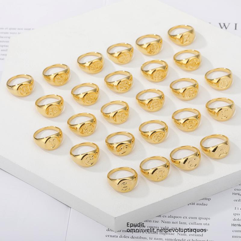 Винтажное медное кольцо с английскими буквами — стильный ювелирный подарок для дам