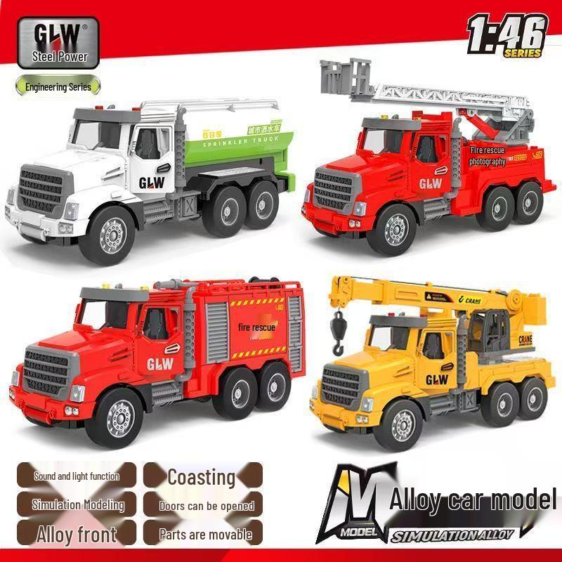 Douyin Alloy Children's Crane & Excavator: Inertial Sound & Light Mixer Truck Model