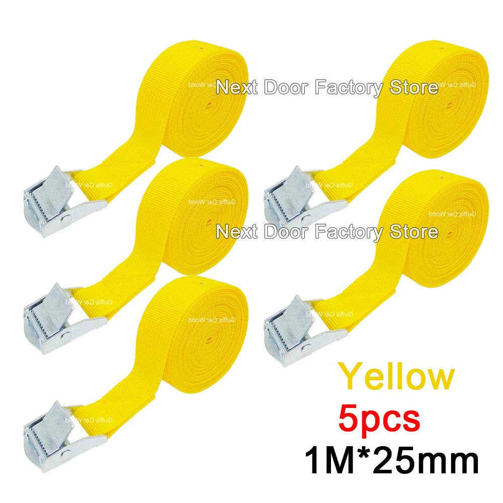 5pcs 1Meter Cargo Straps With Buckle Tie-Down Belt for Motorcycle Car Bike Tow Rope Ratchet Fixing Belt for Luggage Bag 3 Colors