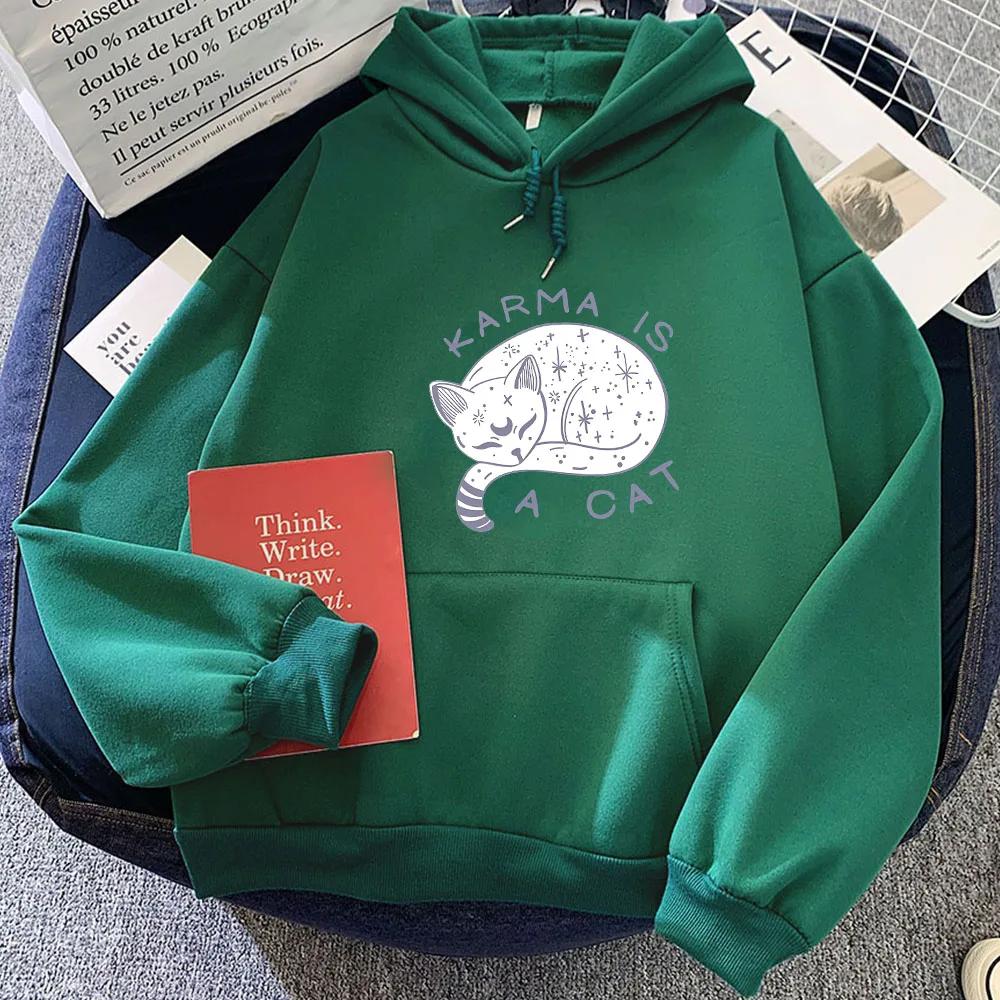 The Eras Tour Karma Is A Cat 2D-принт Мужские Женские Толстовки Повседневные Пуловеры Оверсайз Популярные Толстовки Уличной Моды