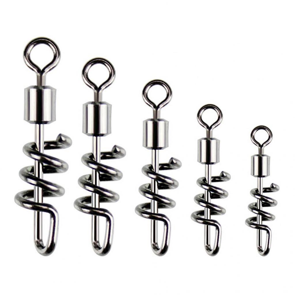 10Pcs Fishing Hooks Snap Swirl Connectors Rolling Rings Wire Leader Swivels