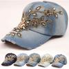 Cycling Caps Women's Baseball Cap Diamond Painting Embroidery Flower Denim Snapback Hats Jeans Woman Female Cap Cowboy Sun Hat