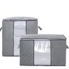 with Reinforced Handle Clothes Storage Bag Foldable Cotton Quilt Bags  For Blankets Bedding