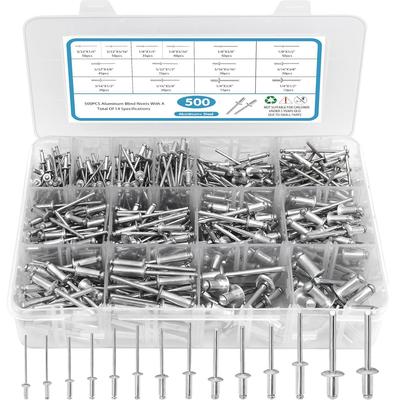 500 шт. алюминиевый железный открытый тип плоская круглая головка набор вытяжных заклепок с глухим сердечником GB12618 вытяжная заклепка с глухим сердечником M2M3-M6 коробка